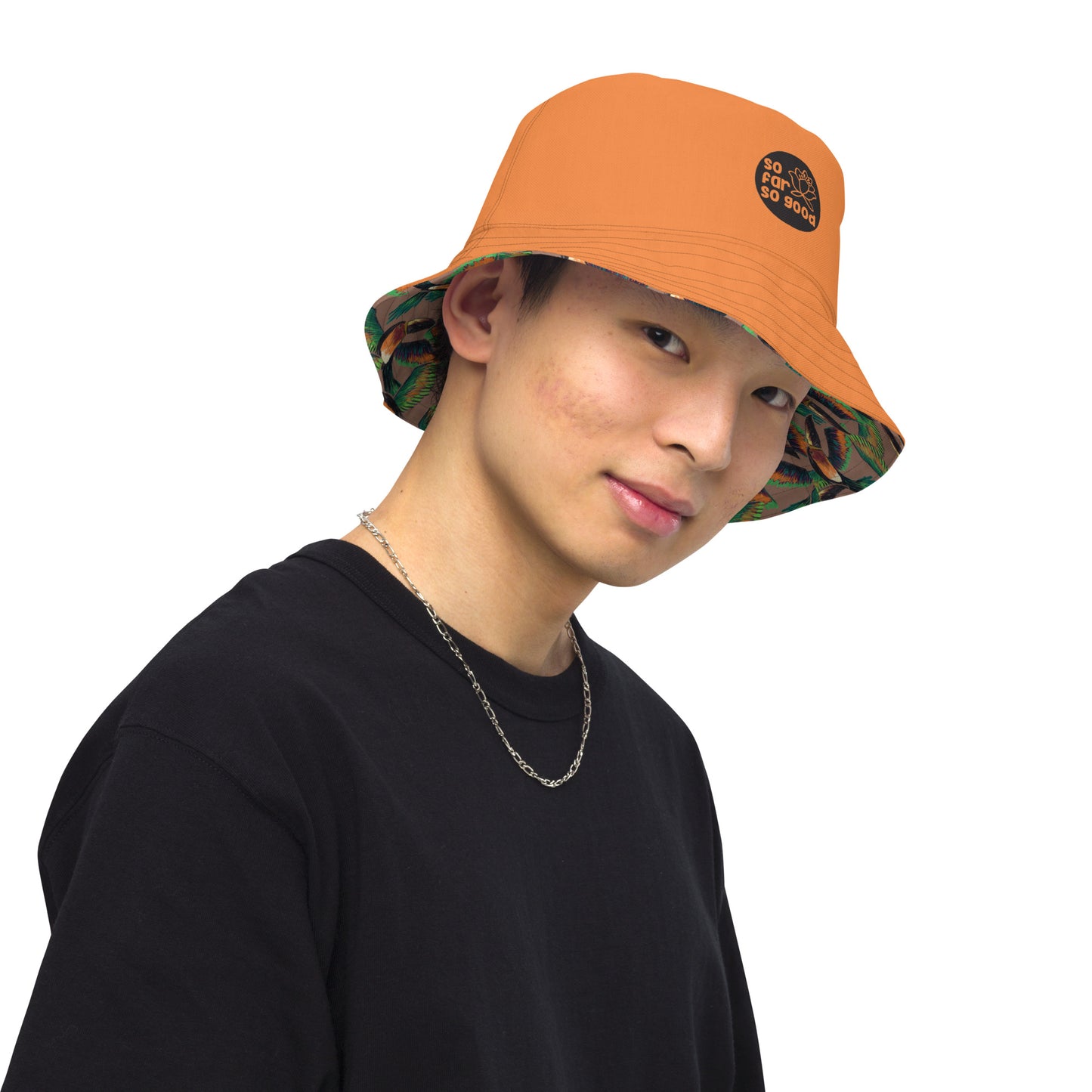 summer-hat-mocha-mousse-orange-tropical-toucans-unisex
