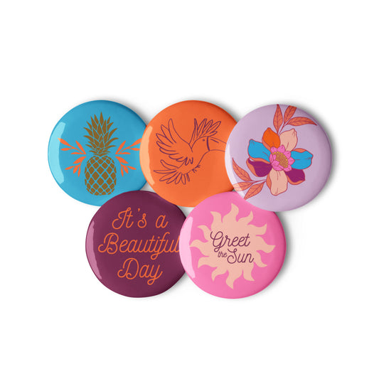 pin-buttons-toucan-flower-sun-pineapple