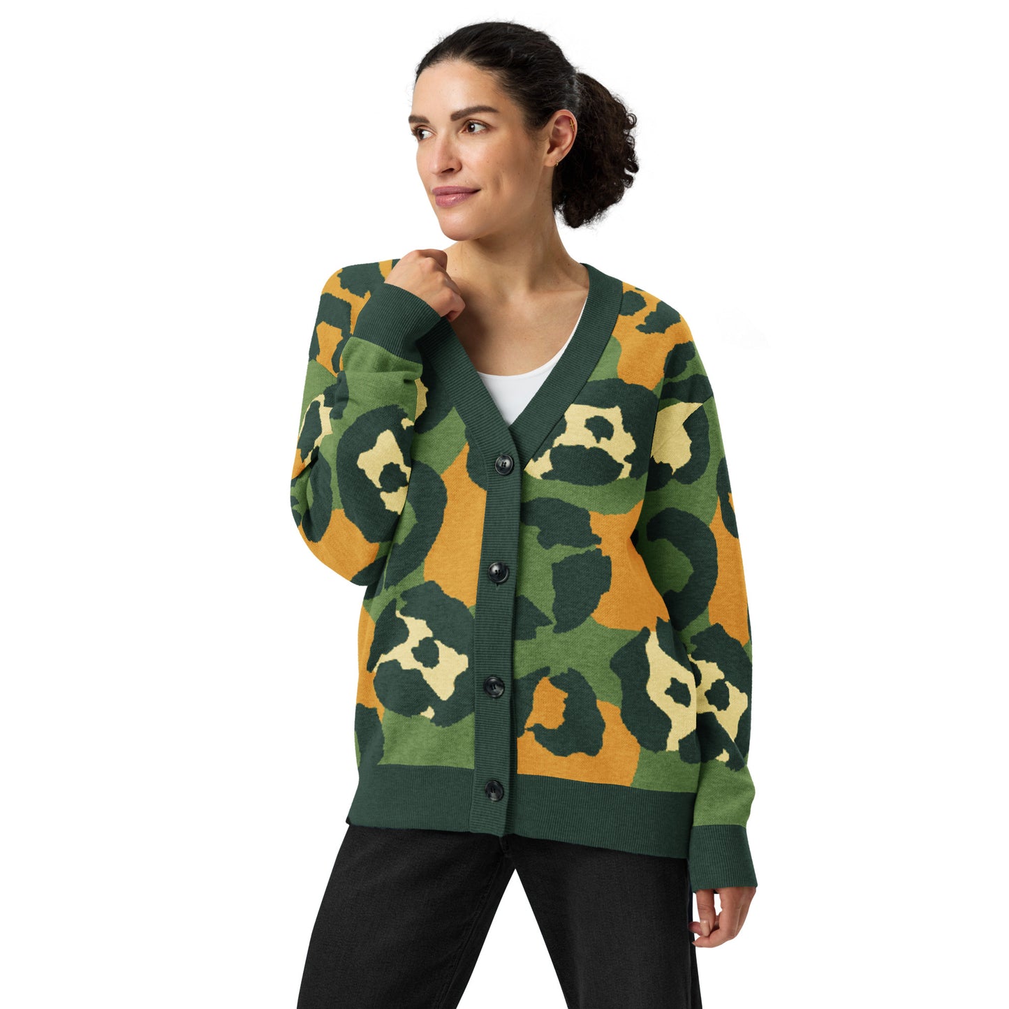 Knitted Cardigan Animal Prints | Leopard