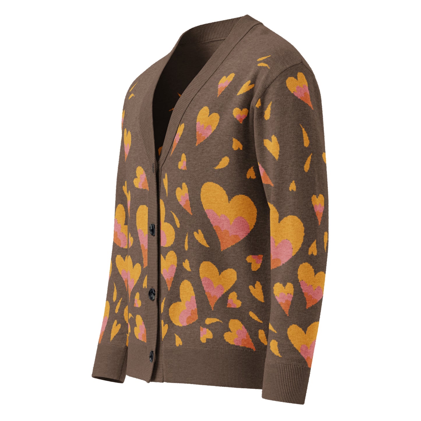 Knitted Cardigan Hearts - Brown
