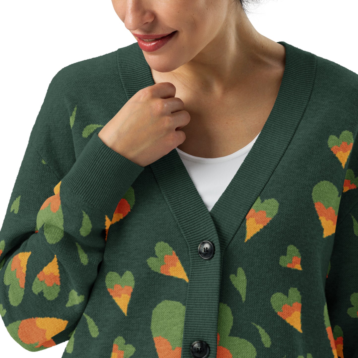 Knitted Cardigan Hearts - Green