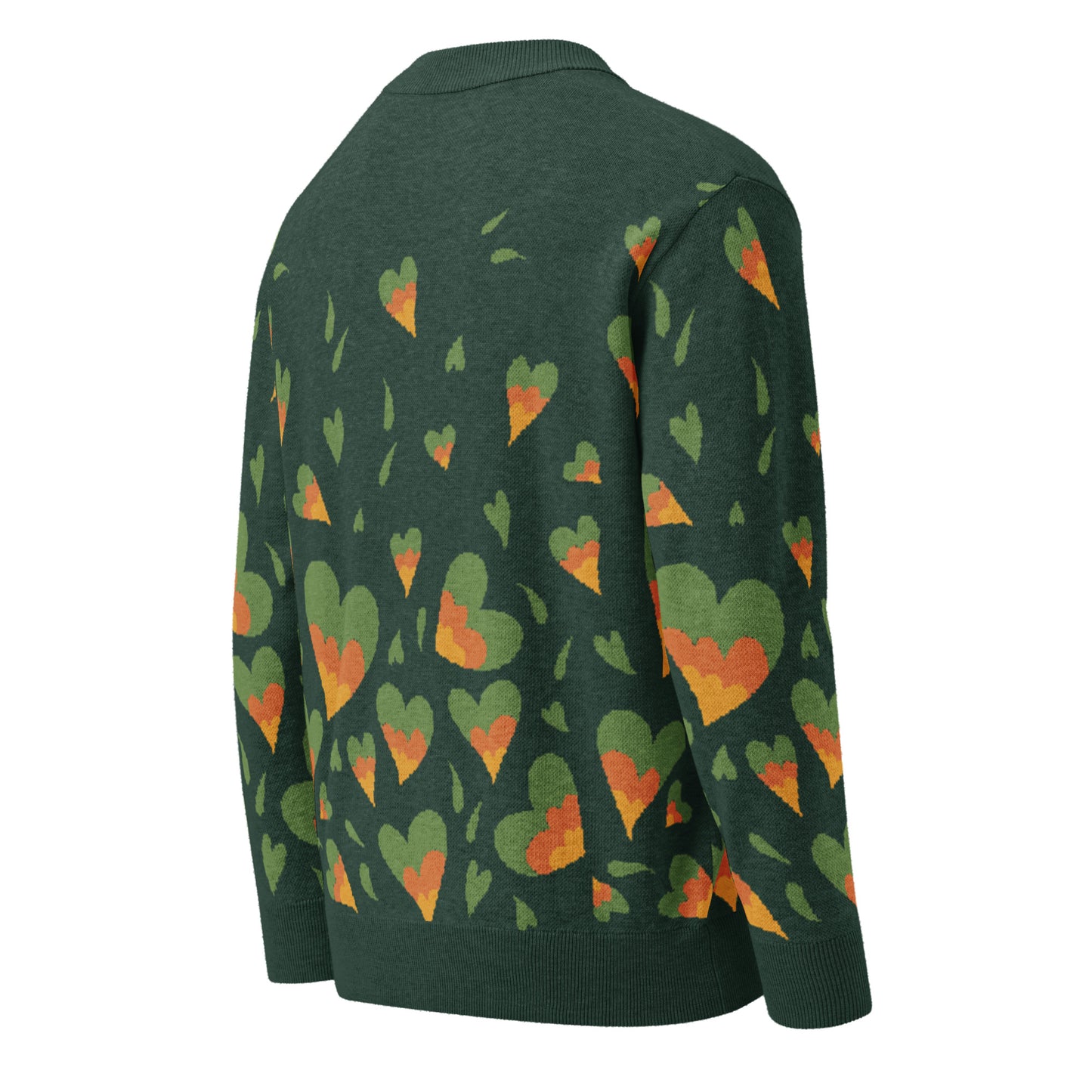 Knitted Cardigan Hearts - Green