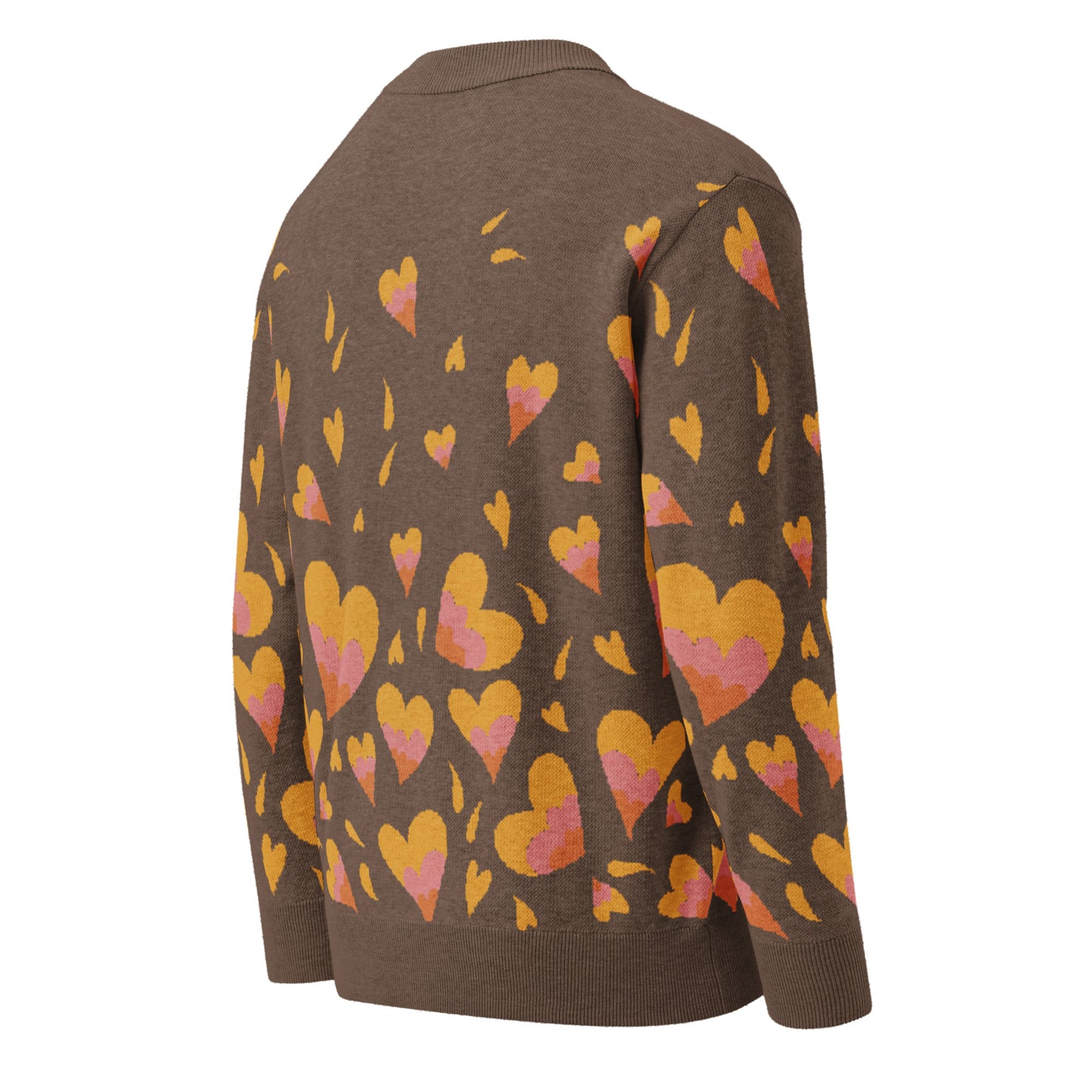 Knitted Cardigan Hearts - Brown
