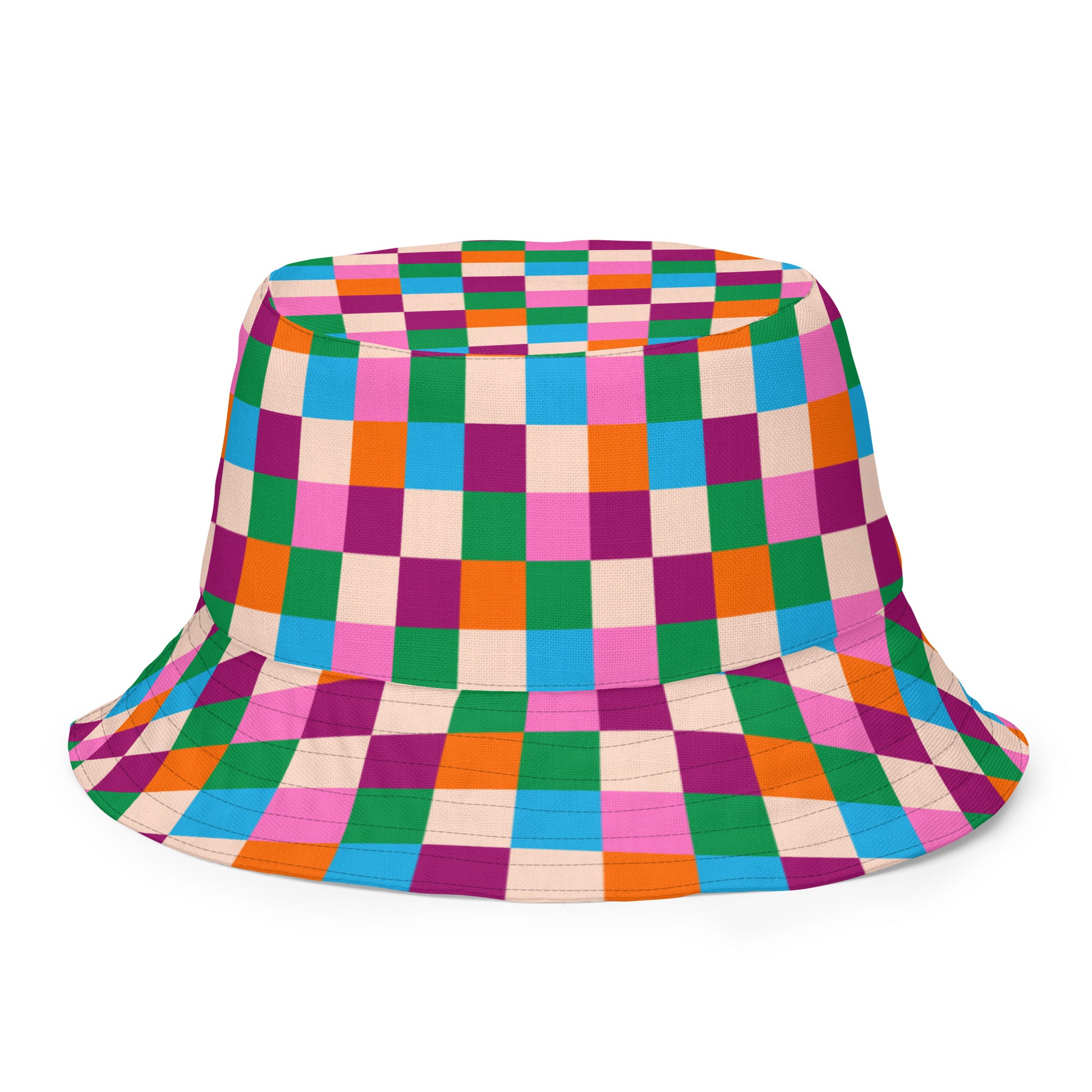 bucket-hat-colorful-chess-green-inside