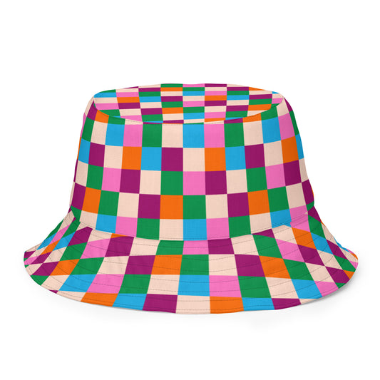bucket-hat-colorful-chess-green-inside
