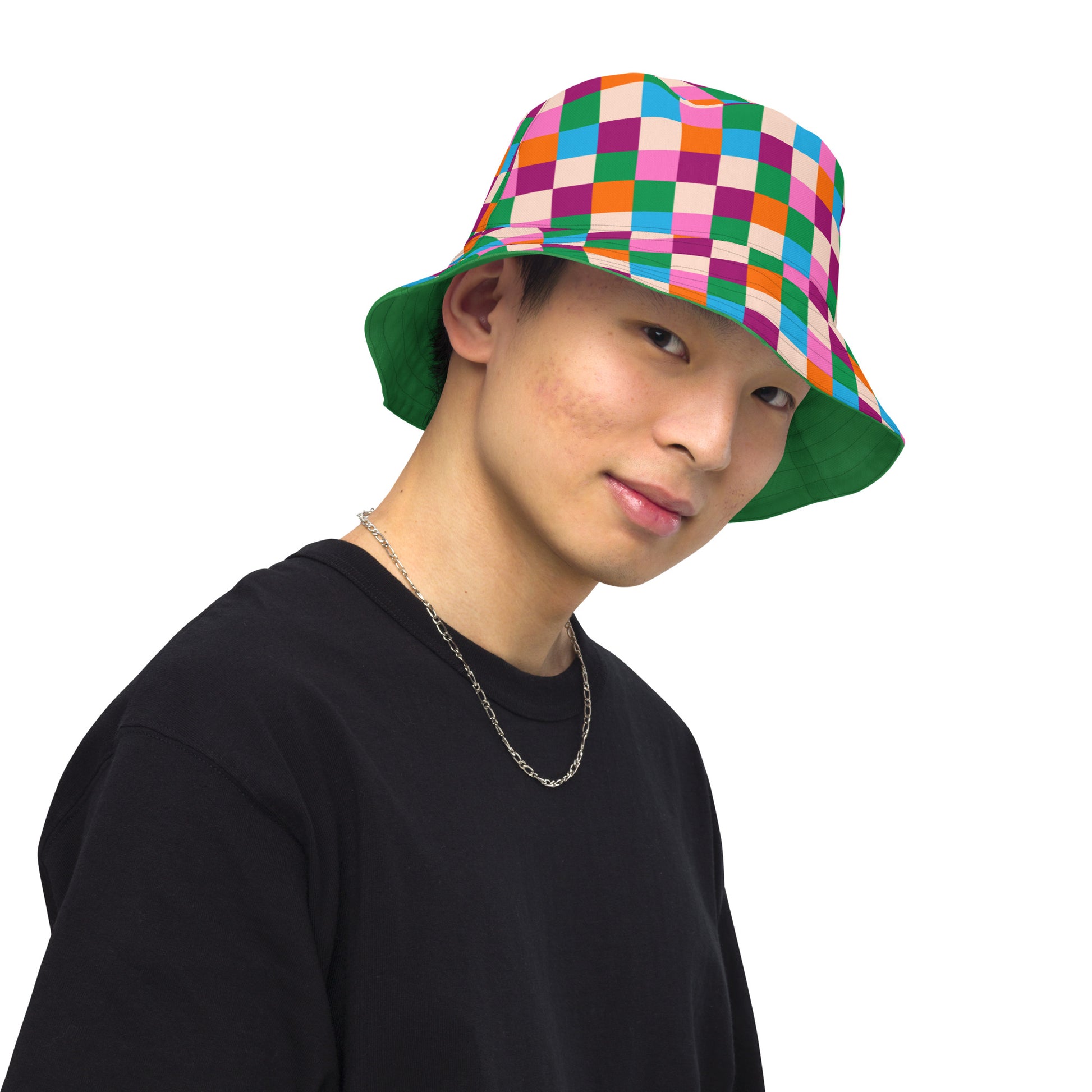 men-wearing-unisex-bucket-hat-chess-colorful-accessory